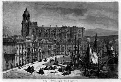La catedral y el puerto en 1865